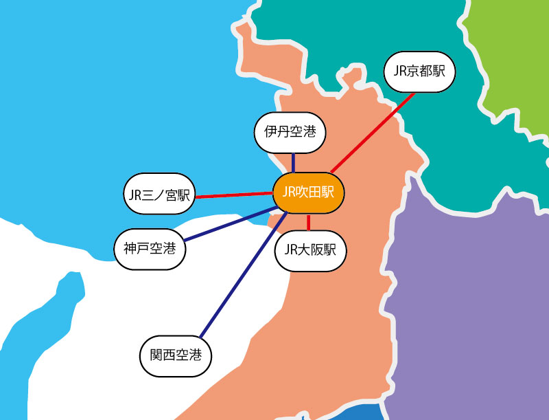 すいたうん|JR吹田駅周辺商店街ポータルサイト | 商店街までのアクセス すいたうん|JR吹田駅周辺商店街ポータルサイト | 商店街までのアクセス